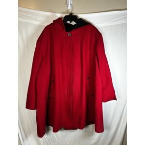 Vintage JG Hook Cape Pancho Swing Coat Womens 24W Plus Size Wool Pea Coat Hooded